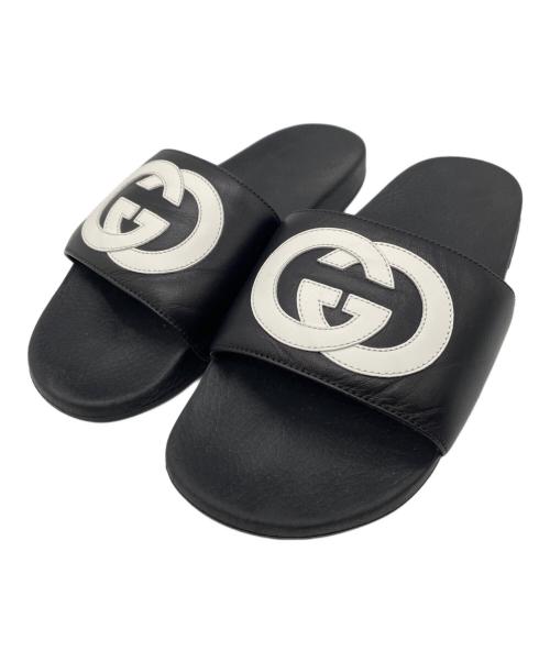GUCCI（グッチ）GUCCI (グッチ) スライドサンダル ブラック×ホワイト サイズ:8の古着・服飾アイテム