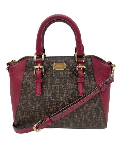 MICHAEL KORS（マイケル・コース）MICHAEL KORS (マイケル・コース) MICHAEL KORS 　2WAYバッグ レッド×ブラウンの古着・服飾アイテム