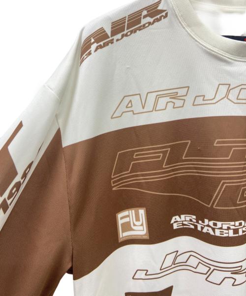 JORDAN（ジョーダン）JORDAN (ジョーダン) 長袖カットソー ホワイト×ブラウン サイズ:Mの古着・服飾アイテム