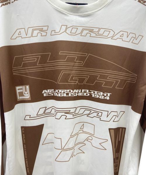 JORDAN（ジョーダン）JORDAN (ジョーダン) 長袖カットソー ホワイト×ブラウン サイズ:Mの古着・服飾アイテム