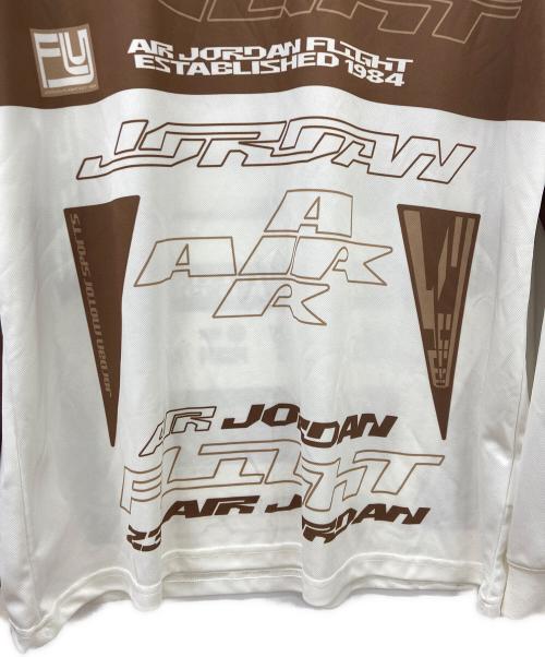 JORDAN（ジョーダン）JORDAN (ジョーダン) 長袖カットソー ホワイト×ブラウン サイズ:Mの古着・服飾アイテム