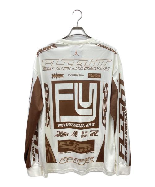 JORDAN（ジョーダン）JORDAN (ジョーダン) 長袖カットソー ホワイト×ブラウン サイズ:Mの古着・服飾アイテム