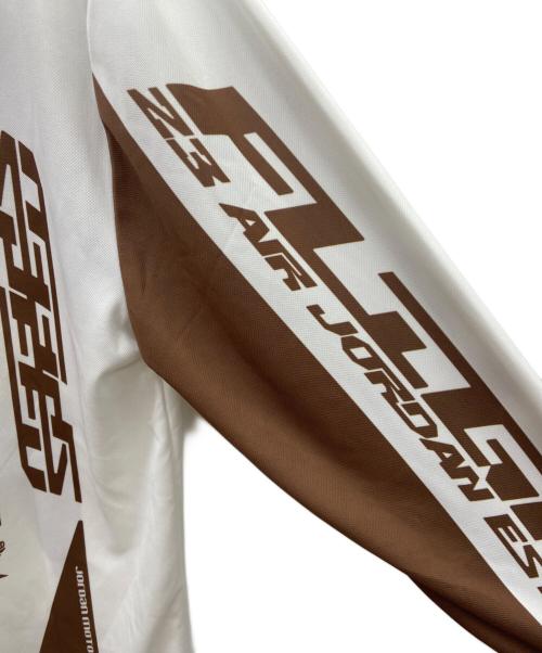 JORDAN（ジョーダン）JORDAN (ジョーダン) 長袖カットソー ホワイト×ブラウン サイズ:Mの古着・服飾アイテム