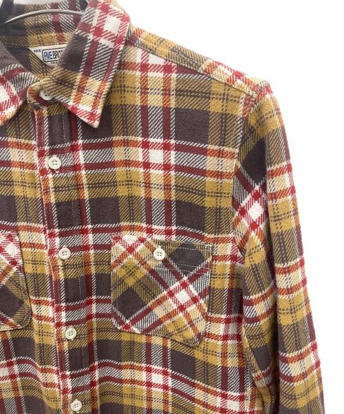 FIVE BROTHER（ファイブブラザー）FIVE BROTHER (ファイブブラザー) 長袖シャツ イエロー×ブラウン サイズ:Sの古着・服飾アイテム