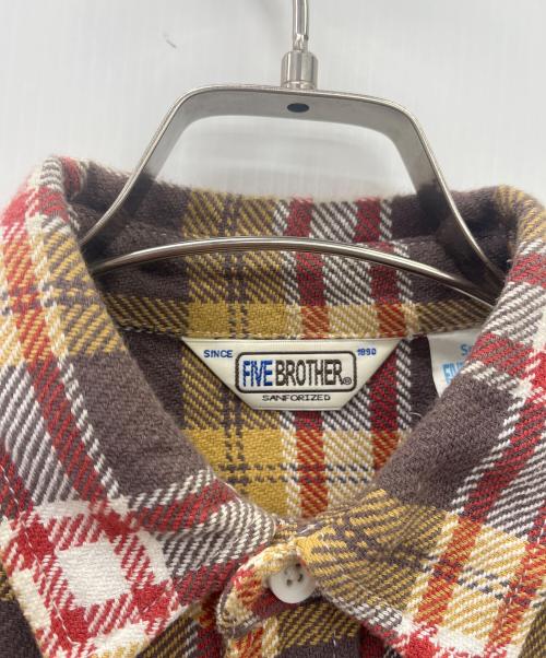 FIVE BROTHER（ファイブブラザー）FIVE BROTHER (ファイブブラザー) 長袖シャツ イエロー×ブラウン サイズ:Sの古着・服飾アイテム