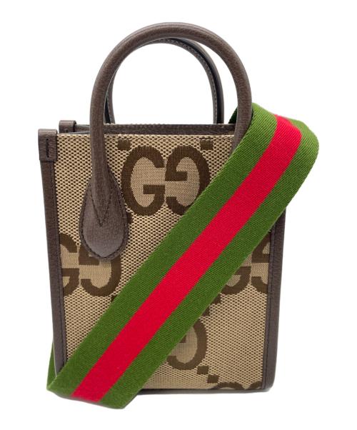 GUCCI（グッチ）GUCCI (グッチ) GUCCI  2WAYバッグ ジャンボGG ベージュ×ブラウンの古着・服飾アイテム
