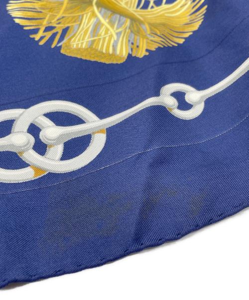 HERMES（エルメス）HERMES (エルメス) HERMES　カレ90  クリケティス　スカーフ ブルー×ホワイトの古着・服飾アイテム