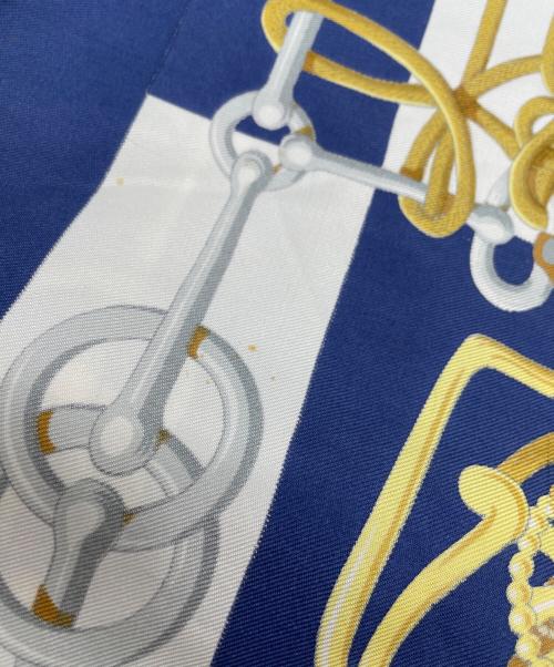 HERMES（エルメス）HERMES (エルメス) HERMES　カレ90  クリケティス　スカーフ ブルー×ホワイトの古着・服飾アイテム