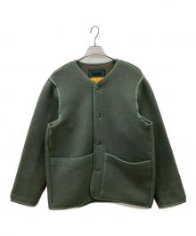 UNION（ユニオン）の古着「UNION　MUGILL　ノーカラーウールジャケット」｜グリーン×ブラウン