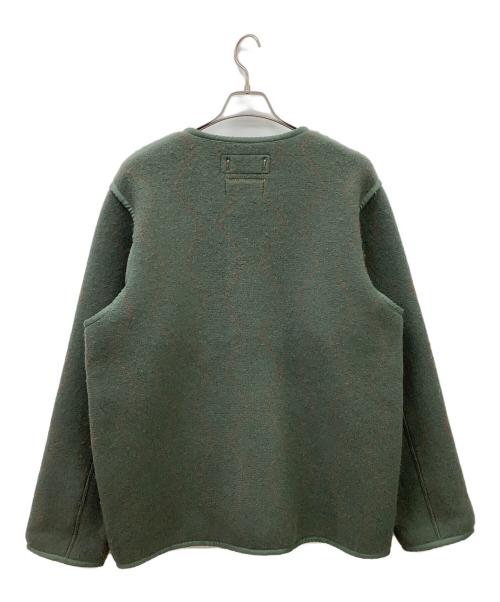 UNION（ユニオン）UNION (ユニオン) UNION　MUGILL　ノーカラーウールジャケット グリーン×ブラウン サイズ:3の古着・服飾アイテム