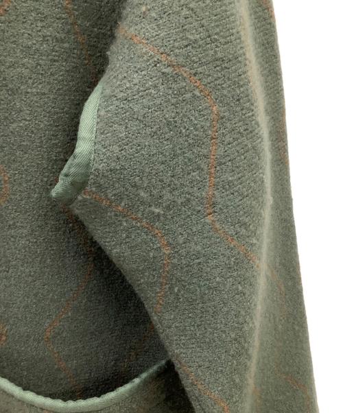 UNION（ユニオン）UNION (ユニオン) UNION　MUGILL　ノーカラーウールジャケット グリーン×ブラウン サイズ:3の古着・服飾アイテム