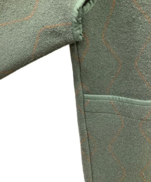 UNION（ユニオン）UNION (ユニオン) UNION　MUGILL　ノーカラーウールジャケット グリーン×ブラウン サイズ:3の古着・服飾アイテム