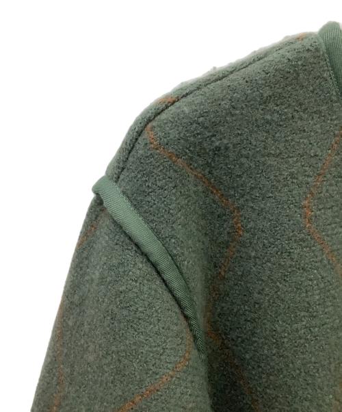 UNION（ユニオン）UNION (ユニオン) UNION　MUGILL　ノーカラーウールジャケット グリーン×ブラウン サイズ:3の古着・服飾アイテム