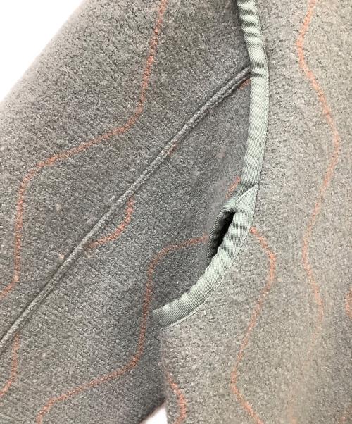 UNION（ユニオン）UNION (ユニオン) UNION　MUGILL　ノーカラーウールジャケット グリーン×ブラウン サイズ:3の古着・服飾アイテム