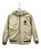 AVIREXアヴィレックス）の古着「AVIREX　ライトシネチャーバーシティジャケット　レザージャケット」｜アイボリー