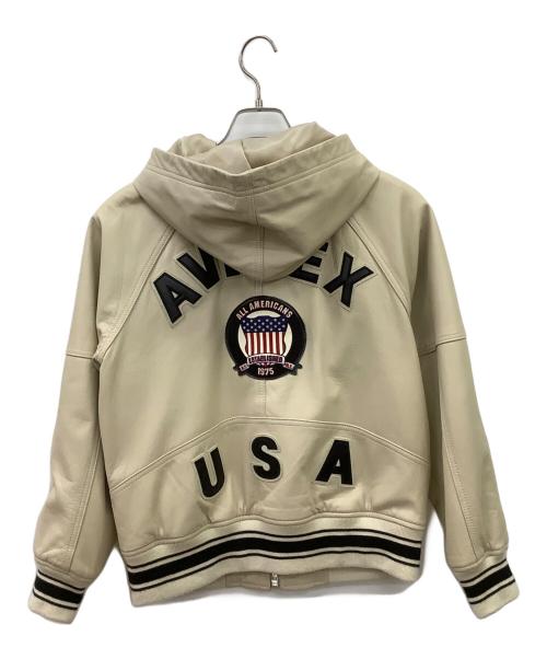 AVIREX（アヴィレックス）AVIREX (アヴィレックス) AVIREX　ライトシネチャーバーシティジャケット　レザージャケット アイボリー サイズ:Sの古着・服飾アイテム