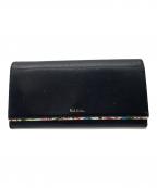 PAUL SMITHポールスミス）の古着「Paul Smith　マーガレットプリントトリム　長財布」｜ブラック
