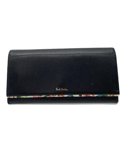 PAUL SMITH（ポールスミス）PAUL SMITH (ポールスミス) Paul Smith　マーガレットプリントトリム　長財布 ブラックの古着・服飾アイテム