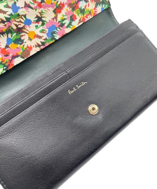 PAUL SMITH（ポールスミス）PAUL SMITH (ポールスミス) Paul Smith　マーガレットプリントトリム　長財布 ブラックの古着・服飾アイテム