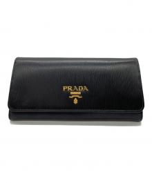 PRADA（プラダ）の古着「PRADA　サフィアーノ　長財布」｜ブラック×レッド