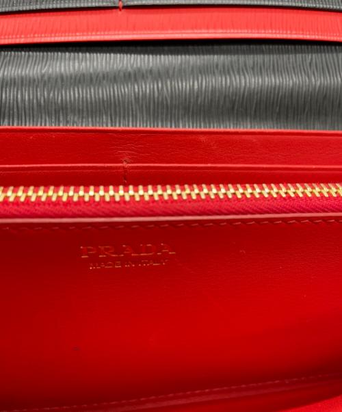 PRADA（プラダ）PRADA (プラダ) PRADA　サフィアーノ　長財布 ブラック×レッドの古着・服飾アイテム