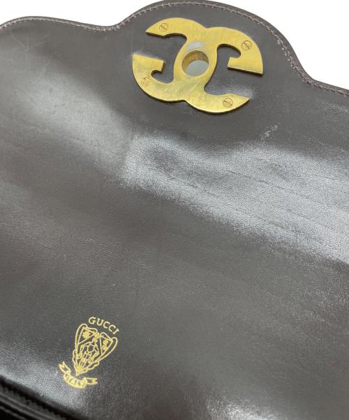 GUCCI（グッチ）GUCCI (グッチ) OLD GUCCI　GGロッキング　セミショルダーバッグ ブラウン×ゴールドの古着・服飾アイテム