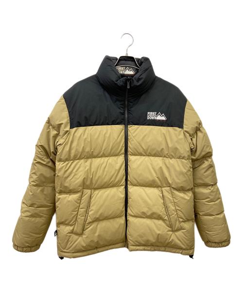FIRST DOWN（ファーストダウン）FIRST DOWN (ファーストダウン) リバーシブルダウンジャケット カーキ×ブラック サイズ:XLの古着・服飾アイテム