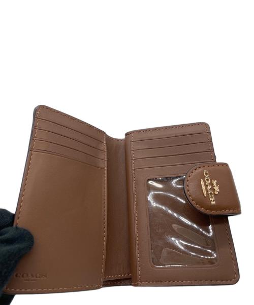 COACH（コーチ）COACH (コーチ) COACH　ミディアム コーナー ジップ ウォレット ベージュ×ブラウンの古着・服飾アイテム