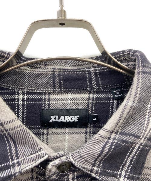 X-LARGE（エクストララージ）X-LARGE (エクストララージ) X-LARGE　シャツジャケット グレー×ブルー サイズ:Lの古着・服飾アイテム
