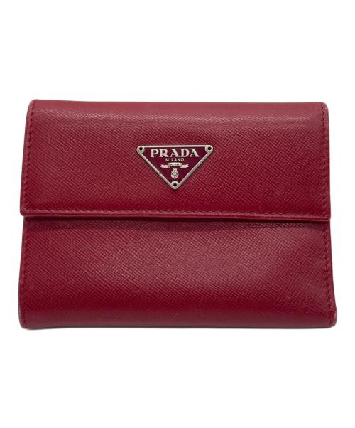 PRADA（プラダ）PRADA (プラダ) PRADA 　3つ折り財布 レッドの古着・服飾アイテム