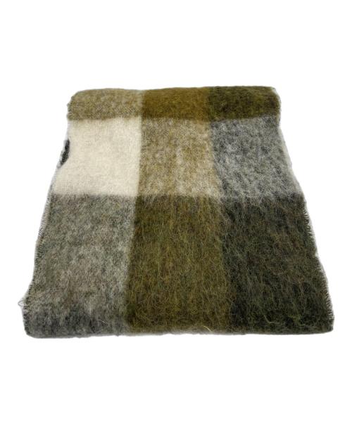 Acne studios（アクネ ストゥディオス）Acne studios (アクネ ストゥディオス) ACNE STUDIOS　モヘアチェックスカーフ グリーン×ホワイトの古着・服飾アイテム