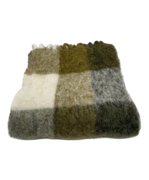Acne studios（アクネ ストゥディオス）Acne studios (アクネ ストゥディオス) ACNE STUDIOS　モヘアチェックスカーフ グリーン×ホワイトの古着・服飾アイテム