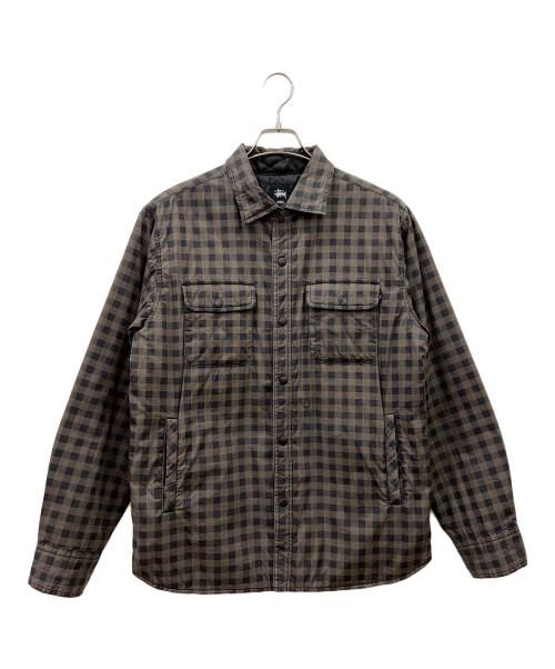 stussy（ステューシー）stussy (ステューシー) 中綿シャツジャケット ブラウン×ブラック サイズ:Mの古着・服飾アイテム
