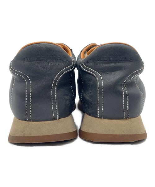 HERMES（エルメス）HERMES (エルメス) HERMES 　Hロゴレザースニーカー ブラック×ブラウン サイズ:37の古着・服飾アイテム