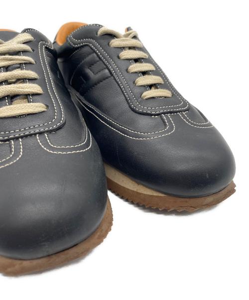 HERMES（エルメス）HERMES (エルメス) HERMES 　Hロゴレザースニーカー ブラック×ブラウン サイズ:37の古着・服飾アイテム