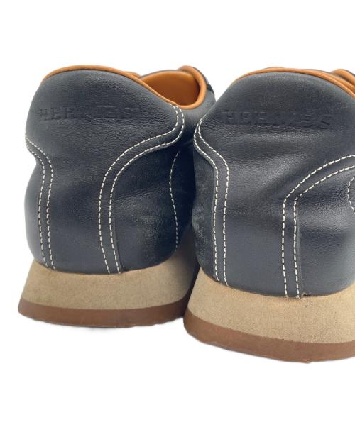 HERMES（エルメス）HERMES (エルメス) HERMES 　Hロゴレザースニーカー ブラック×ブラウン サイズ:37の古着・服飾アイテム