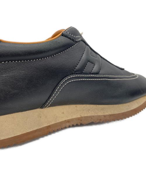 HERMES（エルメス）HERMES (エルメス) HERMES 　Hロゴレザースニーカー ブラック×ブラウン サイズ:37の古着・服飾アイテム