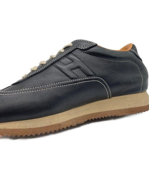 HERMES（エルメス）HERMES (エルメス) HERMES 　Hロゴレザースニーカー ブラック×ブラウン サイズ:37の古着・服飾アイテム