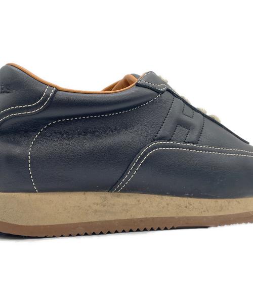 HERMES（エルメス）HERMES (エルメス) HERMES 　Hロゴレザースニーカー ブラック×ブラウン サイズ:37の古着・服飾アイテム