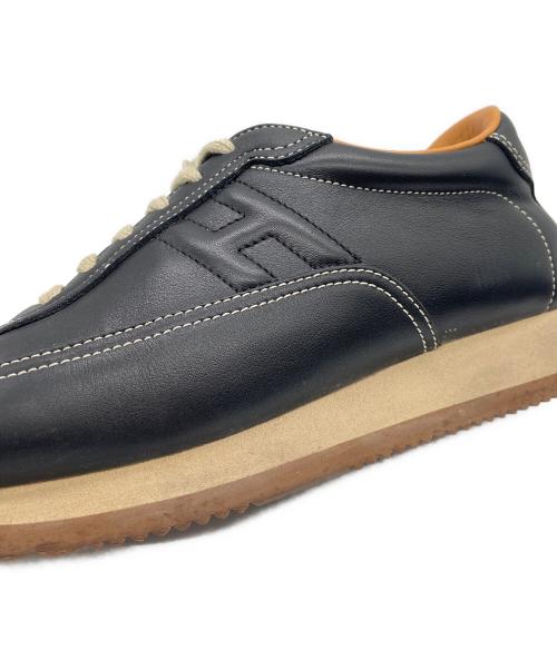 HERMES（エルメス）HERMES (エルメス) HERMES 　Hロゴレザースニーカー ブラック×ブラウン サイズ:37の古着・服飾アイテム