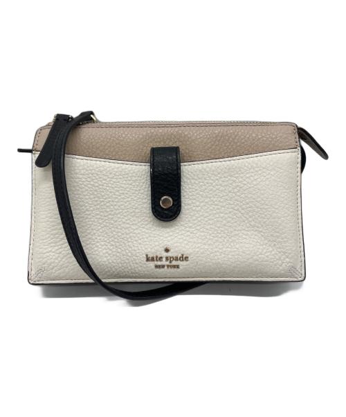 Kate Spade（ケイトスペード）Kate Spade (ケイトスペード) ショルダーウォレット ベージュ×ホワイトの古着・服飾アイテム