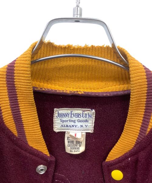 Johnny evers（ジョニー エバース）Johnny evers (ジョニー エバース) スタジャン ボルドー×イエロー サイズ:ｌの古着・服飾アイテム