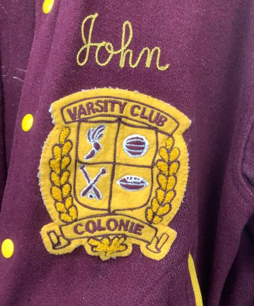 Johnny evers（ジョニー エバース）Johnny evers (ジョニー エバース) スタジャン ボルドー×イエロー サイズ:ｌの古着・服飾アイテム