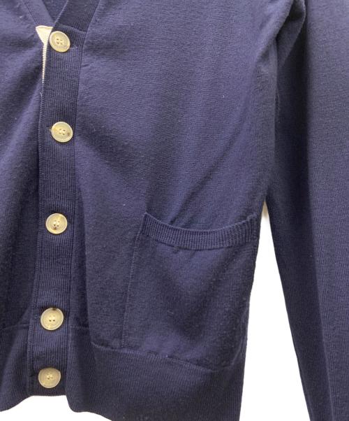 maison kitsune（メゾンキツネ）MAISON KITSUNE (メゾンキツネ) 薄手カーディガン ネイビー×レッド サイズ:XSの古着・服飾アイテム
