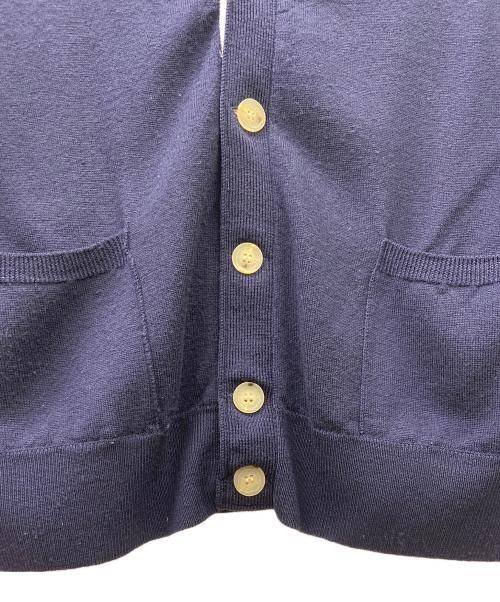 maison kitsune（メゾンキツネ）MAISON KITSUNE (メゾンキツネ) 薄手カーディガン ネイビー×レッド サイズ:XSの古着・服飾アイテム