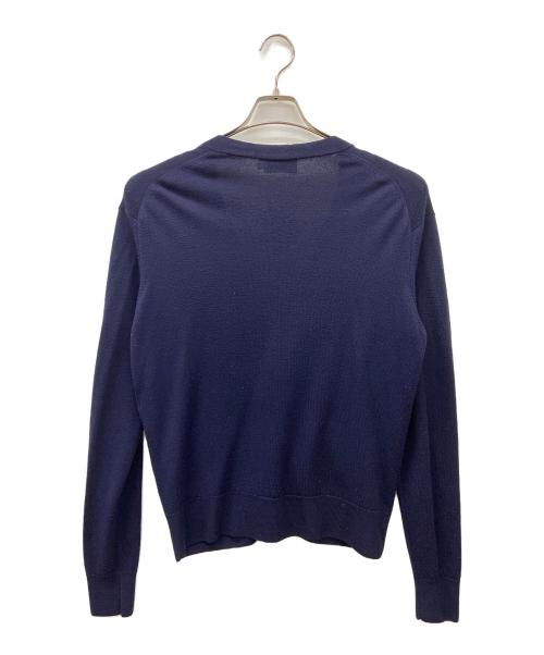 maison kitsune（メゾンキツネ）MAISON KITSUNE (メゾンキツネ) 薄手カーディガン ネイビー×レッド サイズ:XSの古着・服飾アイテム
