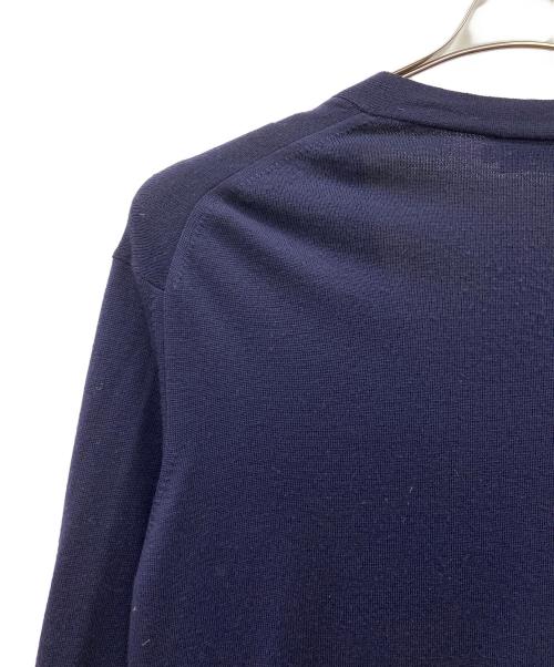 maison kitsune（メゾンキツネ）MAISON KITSUNE (メゾンキツネ) 薄手カーディガン ネイビー×レッド サイズ:XSの古着・服飾アイテム
