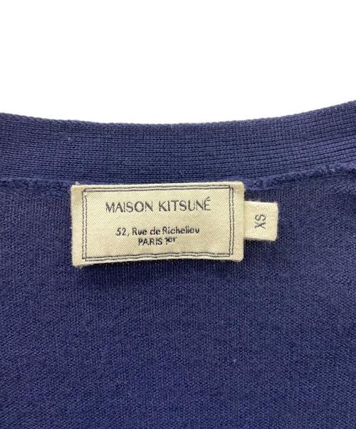 maison kitsune（メゾンキツネ）MAISON KITSUNE (メゾンキツネ) 薄手カーディガン ネイビー×レッド サイズ:XSの古着・服飾アイテム
