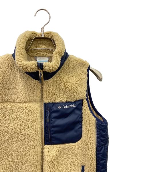 Columbia（コロンビア）Columbia (コロンビア) ボアベスト ベージュ×ネイビー サイズ:Lの古着・服飾アイテム