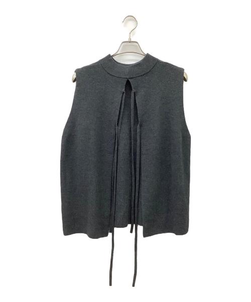 kurashi&trips publishing（クラシアンドトリップス パブリッシング）KURASHI&Trips PUBLISHING (クラシアンドトリップス パブリッシング) バックリボンニットベスト グレー サイズ:FREEの古着・服飾アイテム